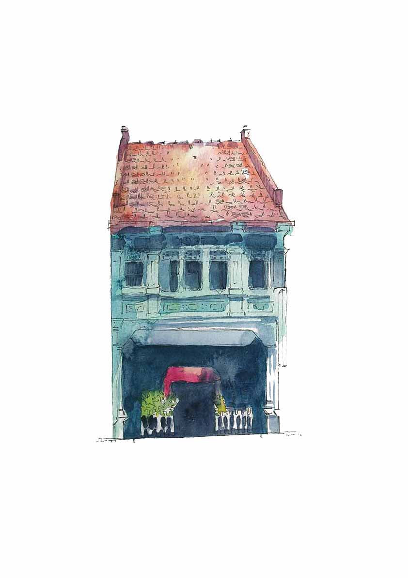 Chen Yi Xi Art Print -Peranakan Shophouse.