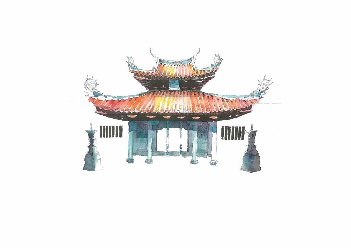 Chen Yi Xi Art Print -Lian Shan Shuang Lin Monastery.